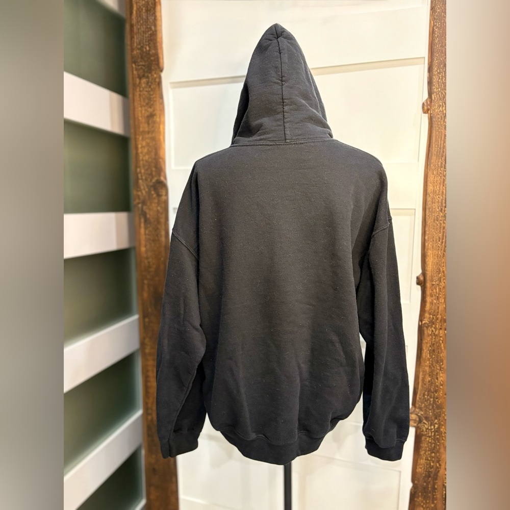 Gildan Black Hoodie Skeleton Graphic Pullover Sweatshirt Size L Unisex - Picture 2 of 8